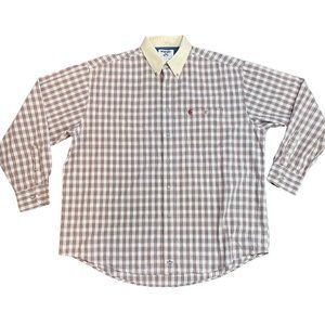 Wrangler PBR Button Down Mens sz XL Brown Tan Plaid Button Down Long Sleeve